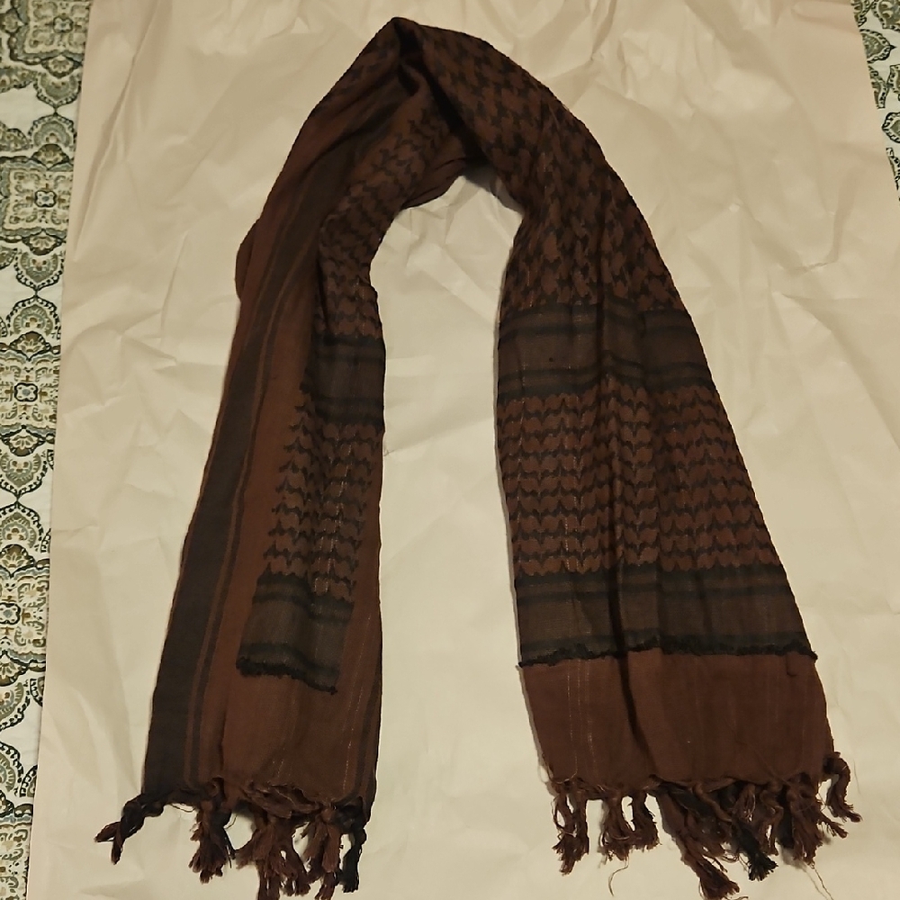 Brown and Black Patterned Scarf